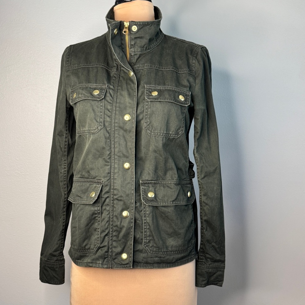 Cotton J.Crew Field Utility Jacket Moss Green Coated Twill Lightweight Military
